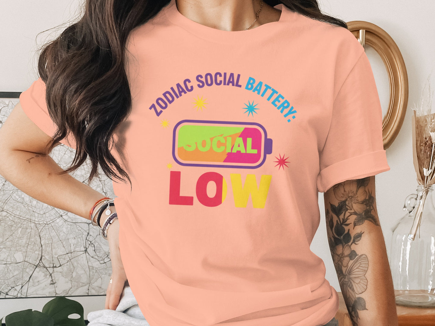 Zodiac Social Battery Social Low Graphic Tee