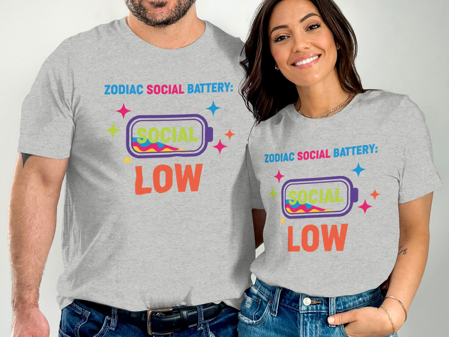 Zodiac Social Battery Low Humorous Unisex T-Shirt