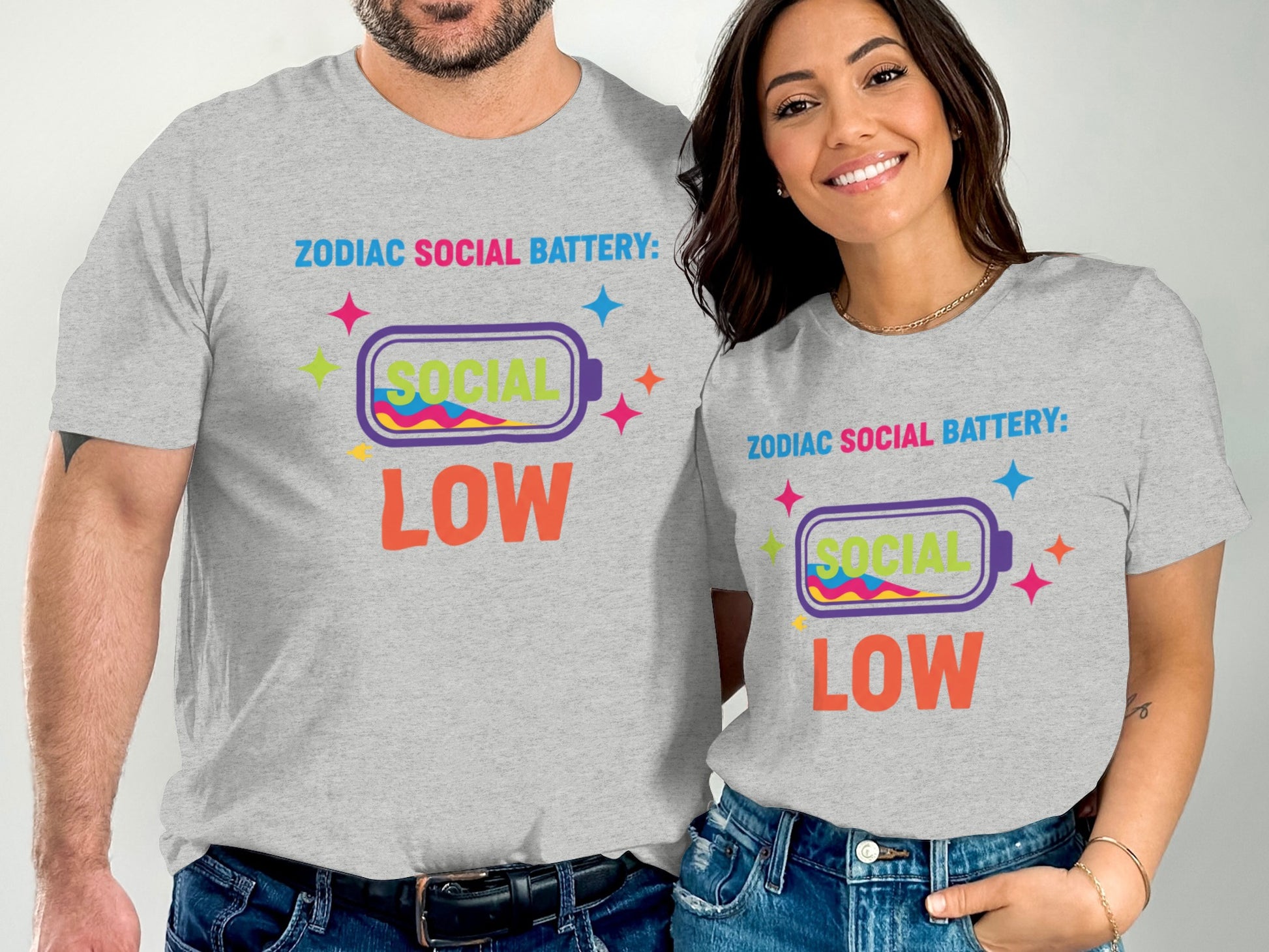 Zodiac Social Battery Low Humorous Unisex T-Shirt