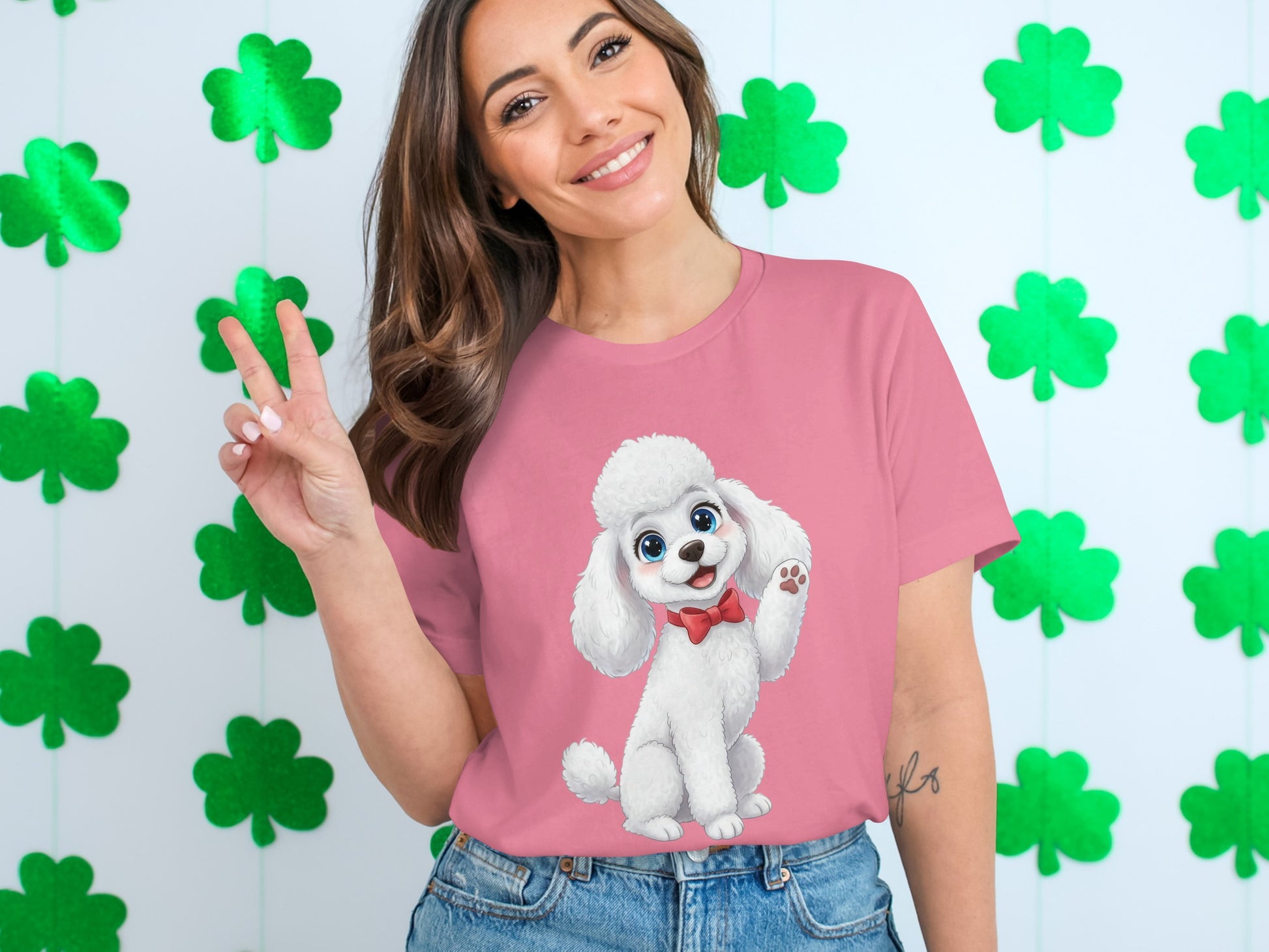 Cute Cartoon Poodle Dog Graphic Design Shirt