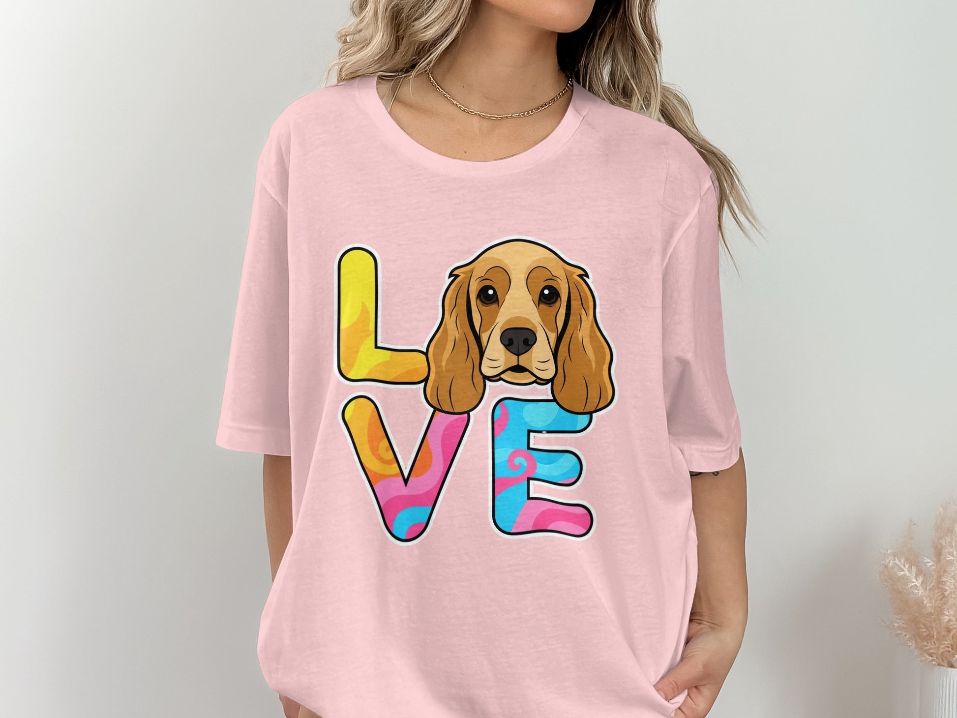 Colorful Love Dog Graphic Loose Fit T-Shirt product type