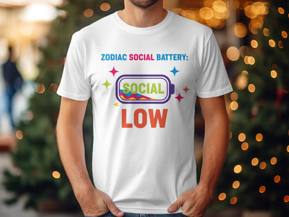 Zodiac Social Battery Social Low Graphic T-shirt