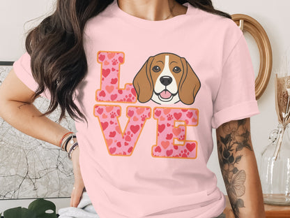 Love Beagle Dog Print Short Sleeve Shirt product