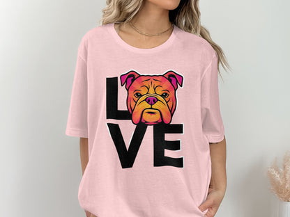 Love Bulldog Graphic Print Pink T-Shirt product type