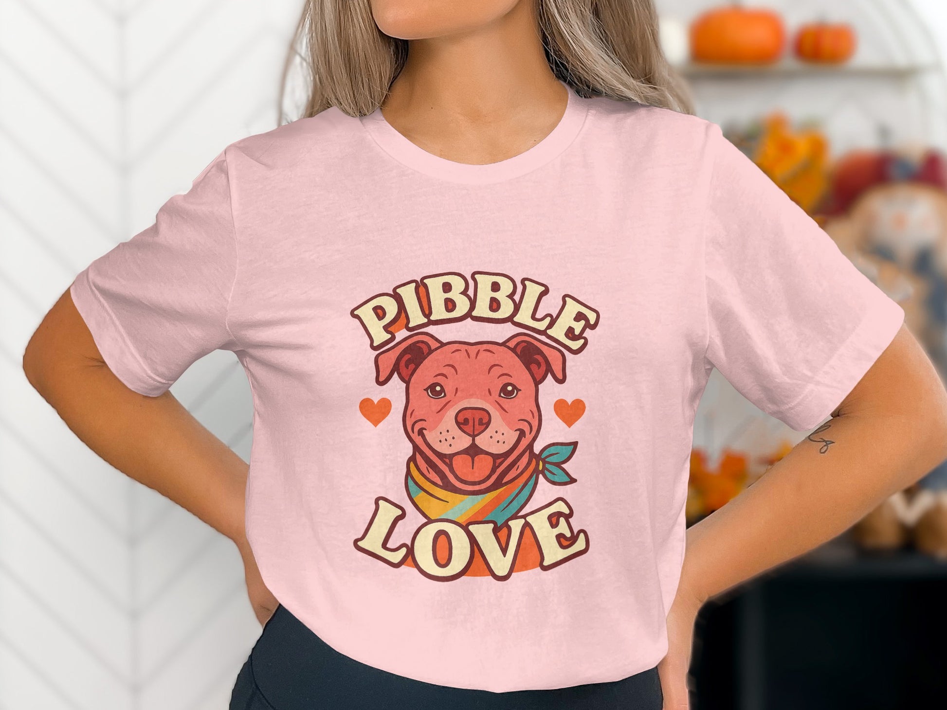 Adorable Pink Pitbull Love Graphic Tee Shirt product type
