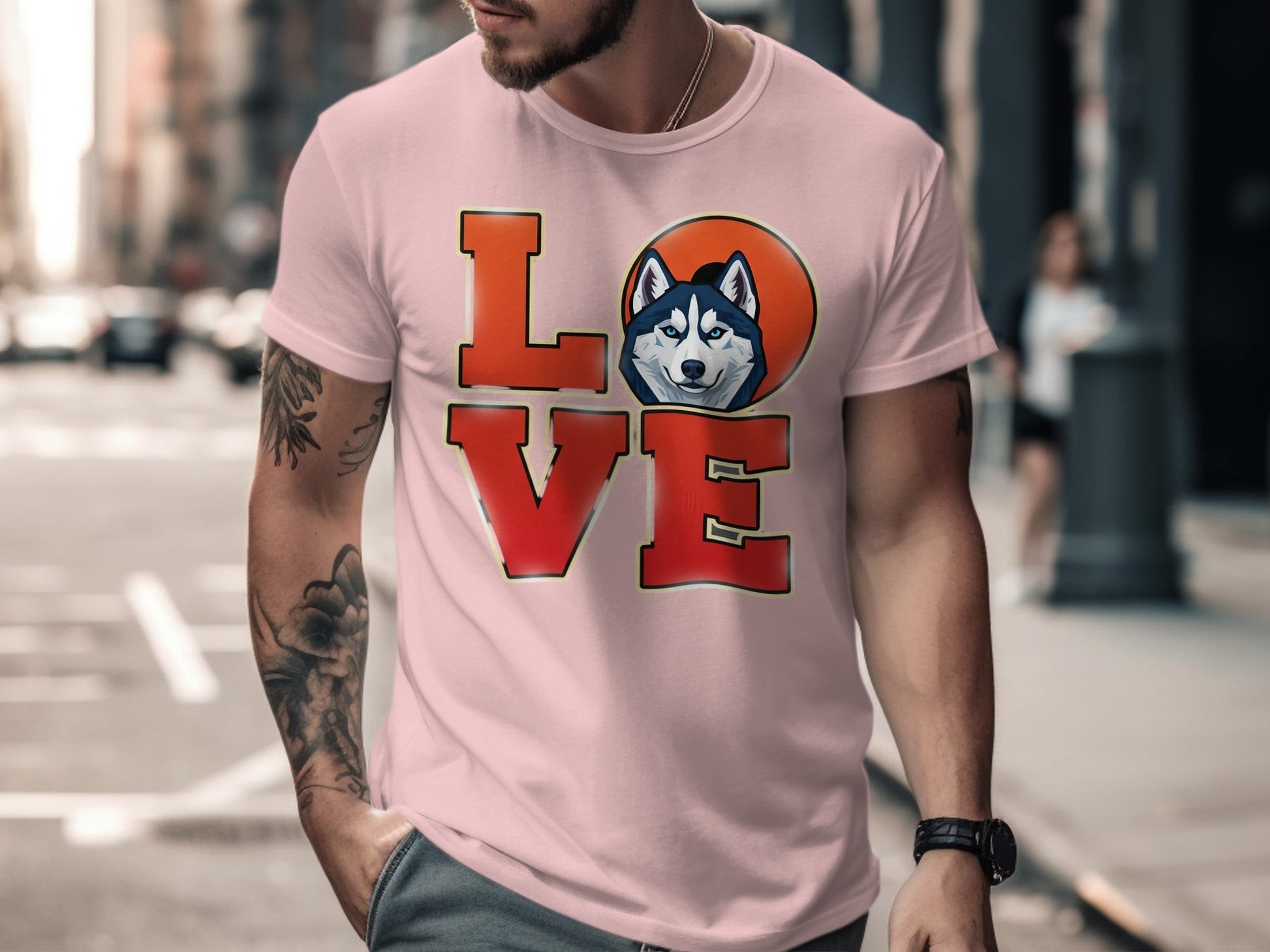 Husky Love Graphic Design Men's T-shirt Product