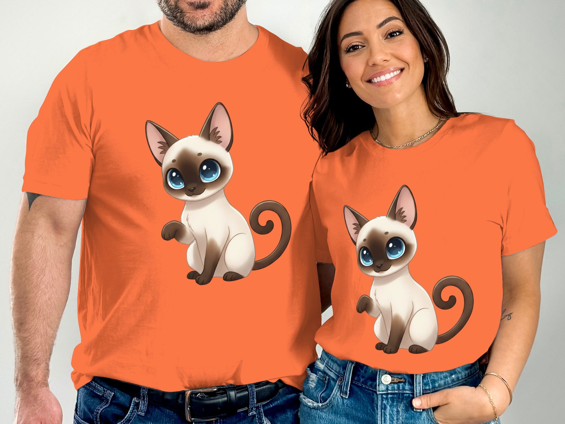 Adorable Cartoon Kitten Matching Couple Shirt Product