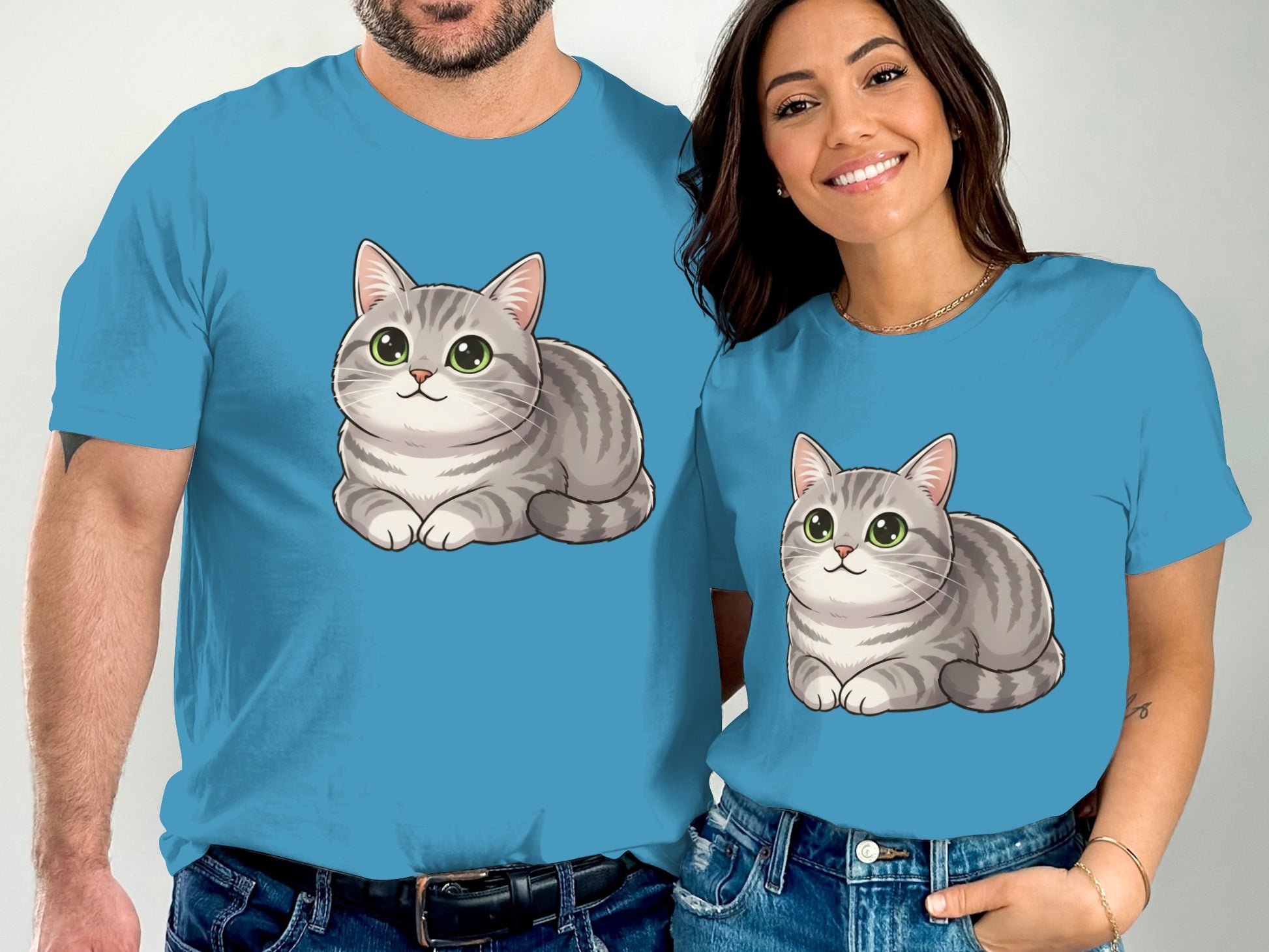 Cute Cat Graphic Tees for Cat Lovers in Blue