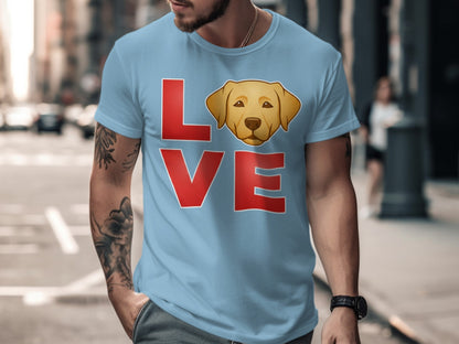 Love with Cute Dog Graphic Blue T-shirt product