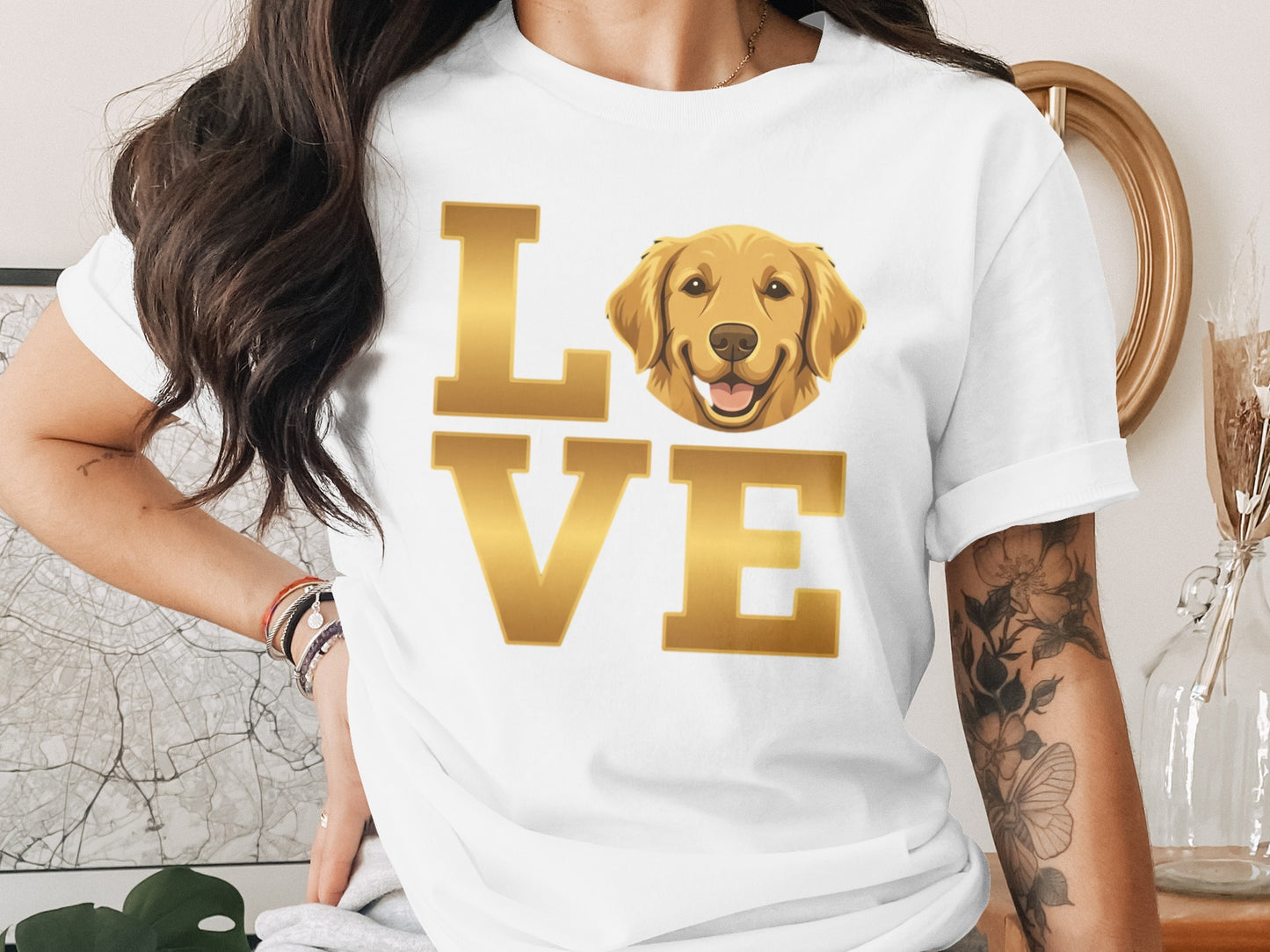 Golden Love Dog Breed Graphic Novelty Gift T-Shirt