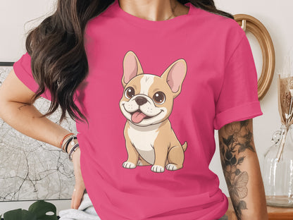 Cute French Bulldog Pink Cartoon Style Shirt