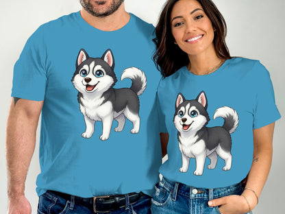 Adorable Husky Graphic Blue T-Shirt Product