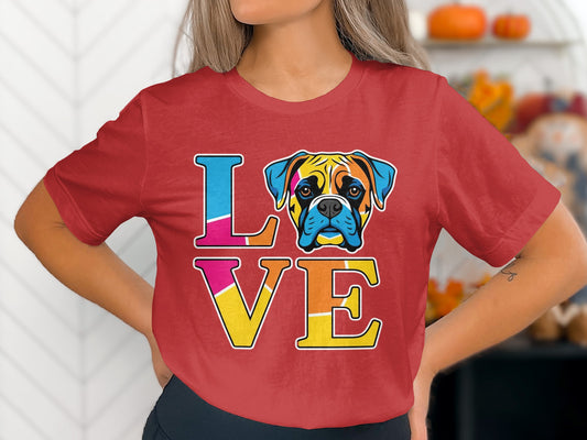 Colorful Love with Boxer Dog Graphic T-shirt product type