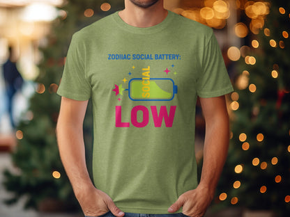 Zodiac Social Battery Low Graphic Tee