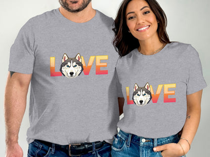Love Husky Graphic Printed T-Shirts for Couple product type