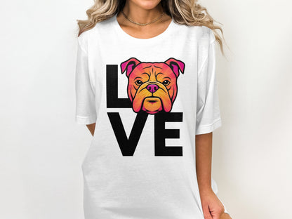 Colorful Bulldog Love Graphic T-Shirt product
