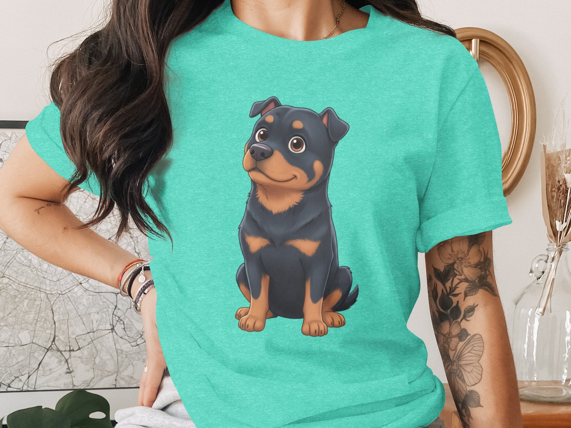 Cute Rottweiler Cartoon Graphic Women's T-shirt
