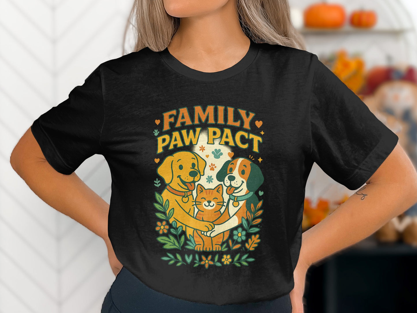 Family Paw Pact Dog Cat Cartoon Graphic Shirt product