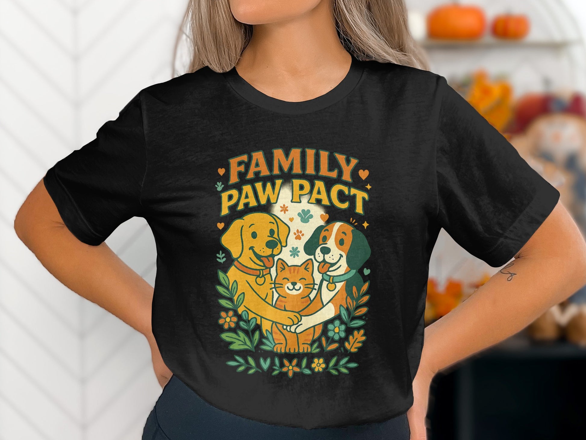 Family Paw Pact Dog Cat Cartoon Graphic Shirt product