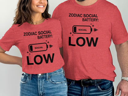 Zodiac Social Battery Low Funny Shirt