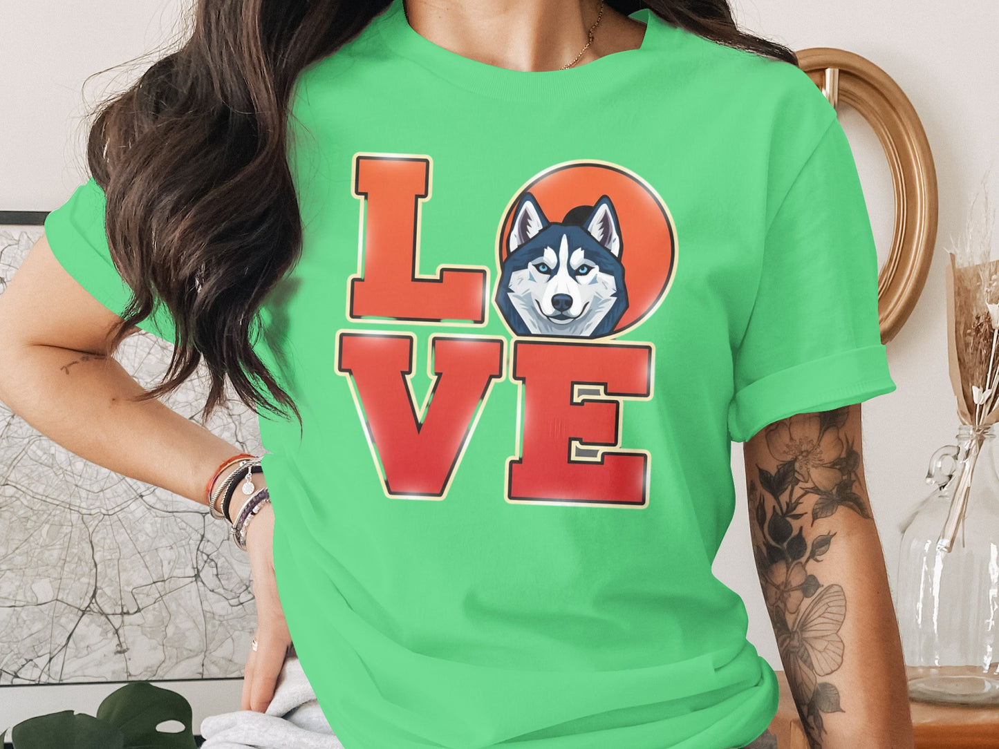 Love Husky Graphic T-Shirt Colorful Print Product