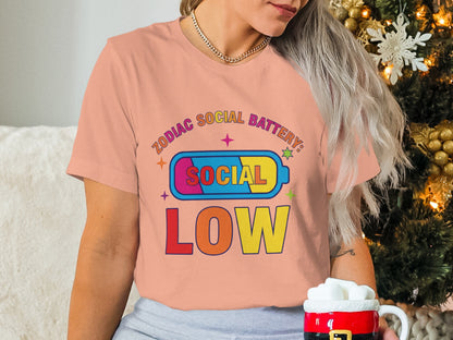 Zodiac Social Battery Social Low Graphic Tee