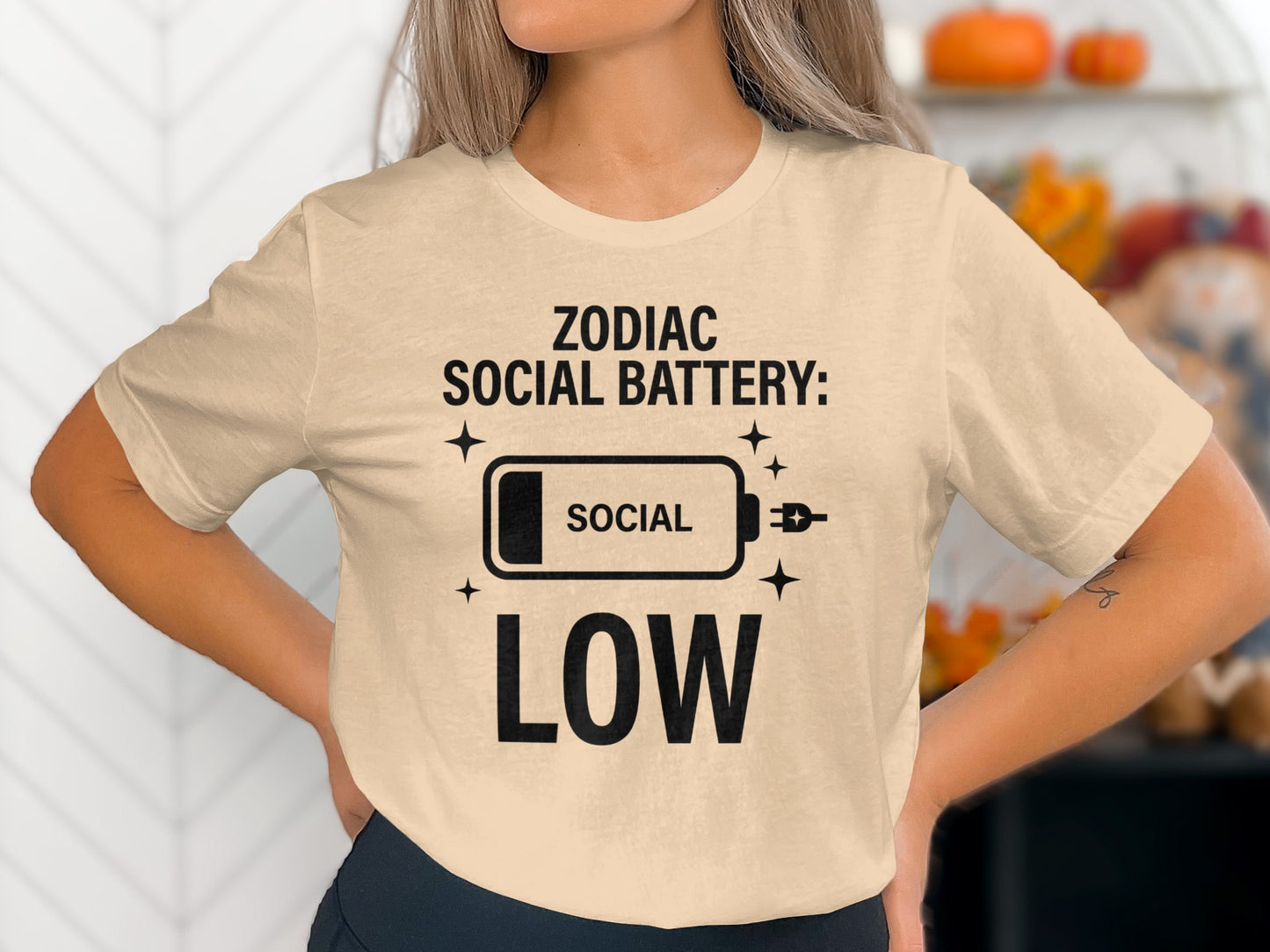 ZODIAC SOCIAL BATTERY LOW Astrology Inspired T-shirt