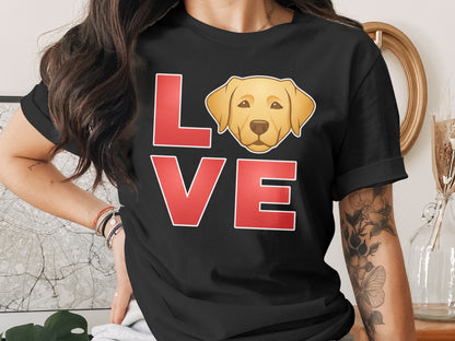 Love with Cute Puppy Face on Black T-Shirt product