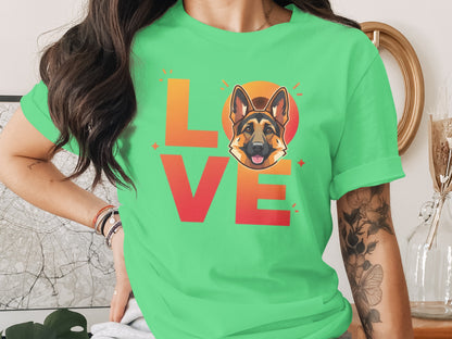 Green LOVE Dog Graphic Women's Short Sleeve T-shirt product