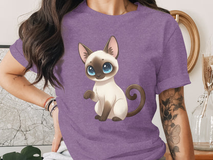 Cute Cartoon Cat Design Purple Paws T-shirt