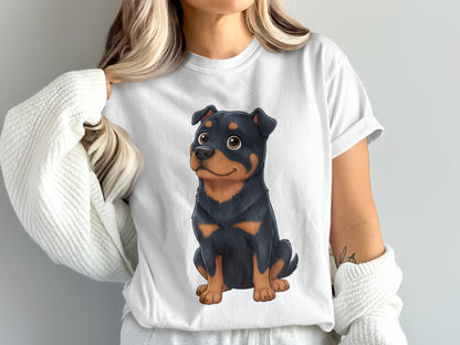 Cute Rottweiler Puppy Graphic T-Shirt, Soft Cotton Tee, Dog Lover Gift, Unisex Casual Shirt