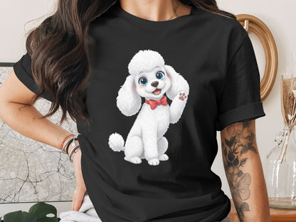 Cute Cartoon White Dog with Red Bow Graphic product