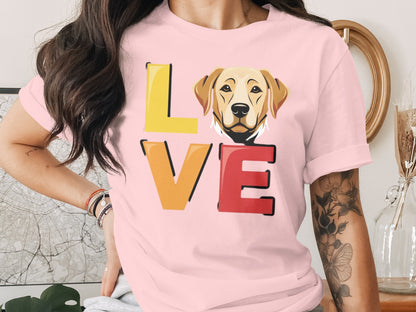 Pink T-Shirt with Love and Dog Design Product