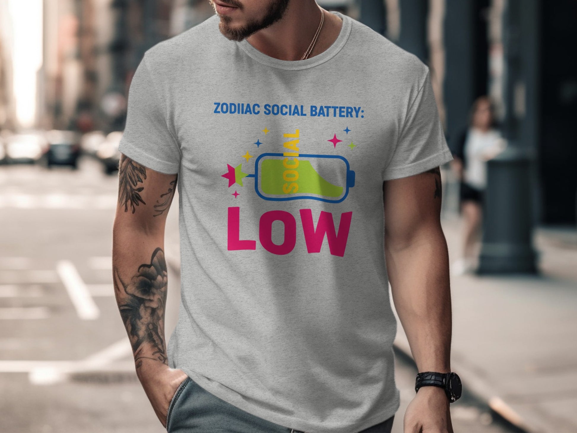 Zodiac Social Battery Low T-shirt for a unique look