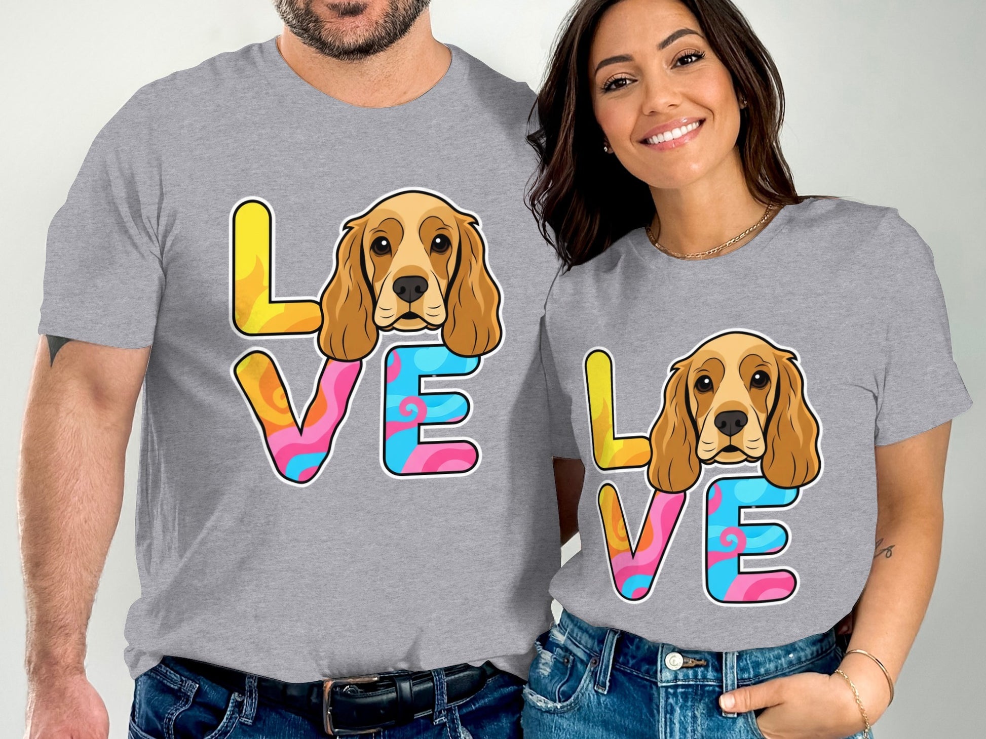 Colorful Cute Dog Love Graphic Tee Shirt product type