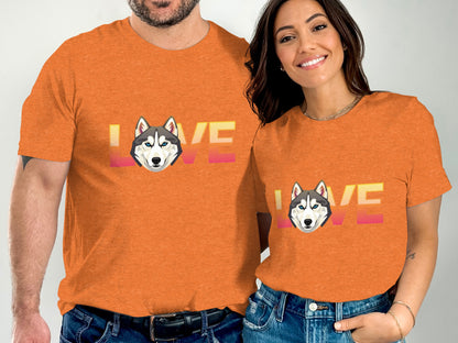 Love Husky Graphic Print Orange Shirt product type