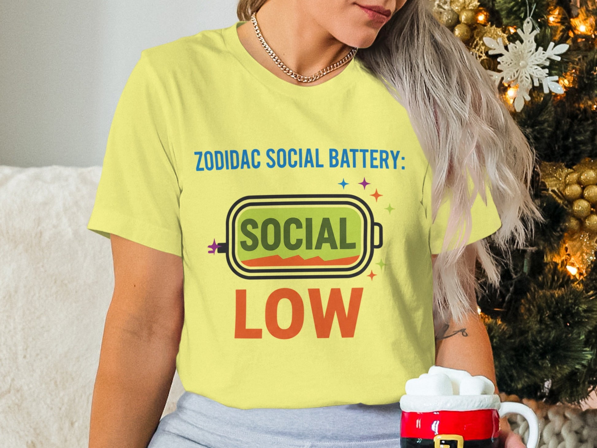 Zodiac Social Battery Low Graphic T-shirt