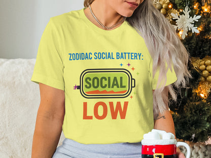 Zodiac Social Battery Low Graphic T-shirt