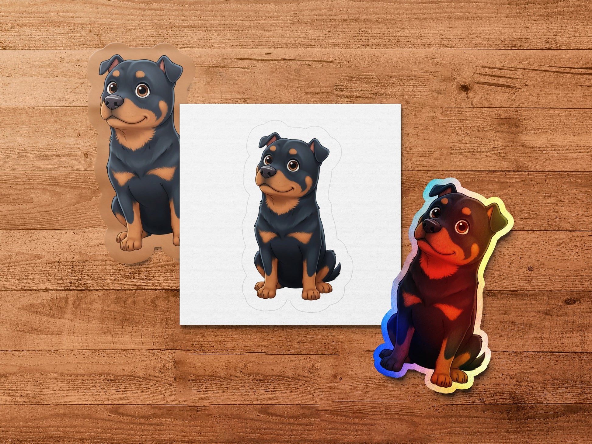 Cute Rottweiler Puppy Stickers, Colorful Dog Decals, Cartoon Animal Stickers for Laptops and Notebooks