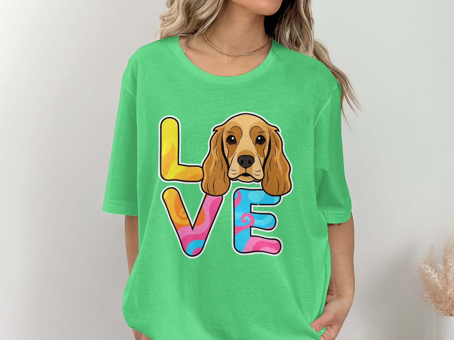 Colorful Love Dog Print Casual T-shirt product type