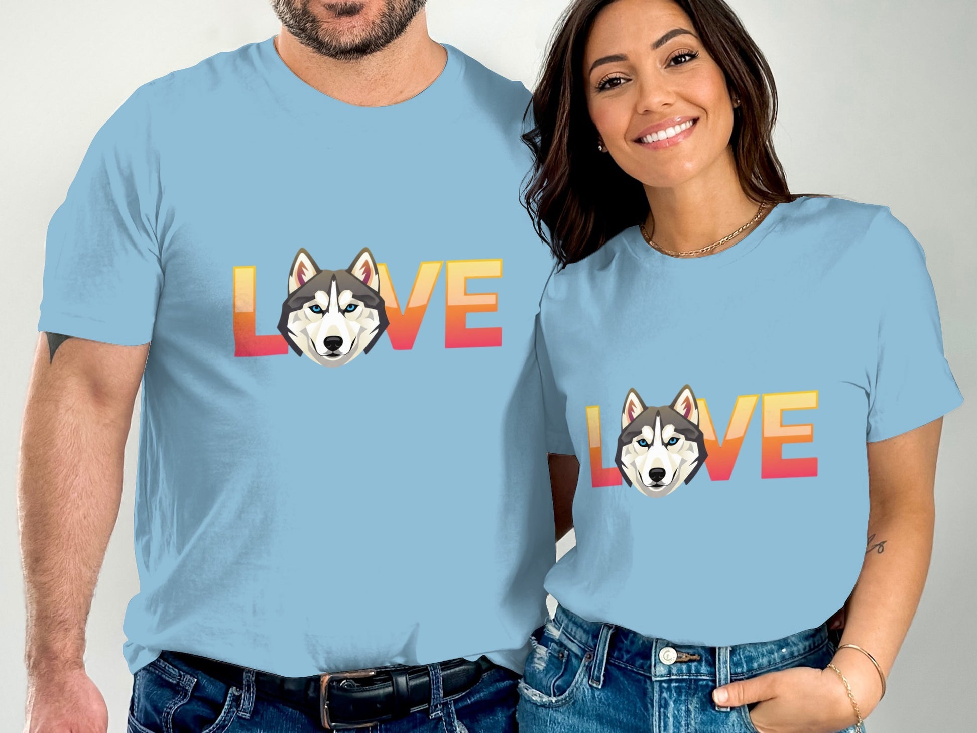Colorful Husky Love Graphic Design T-Shirt product