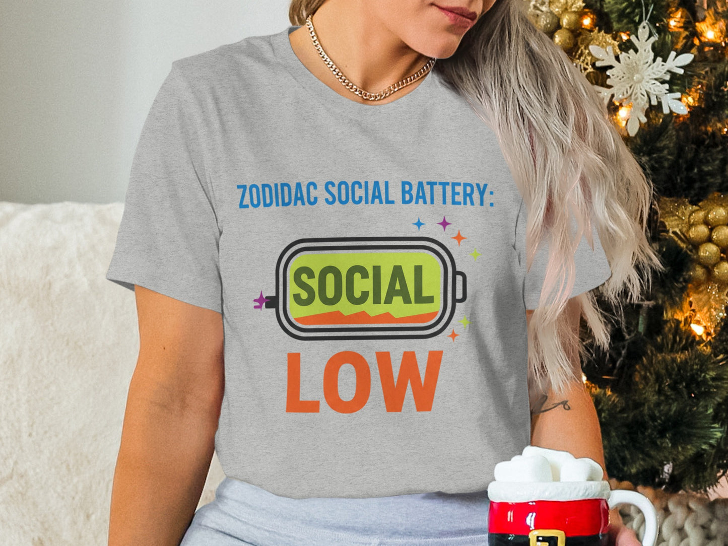Zodidac Social Battery Social Low Graphic T-Shirt Product