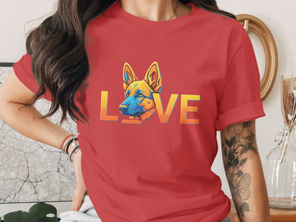 Colorful Dog Illustration with Love Design Shirt product