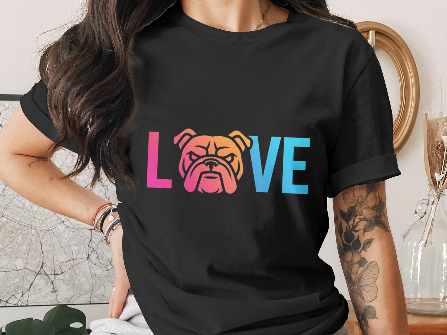 Love Bulldog Graphic Printed Shirt product
