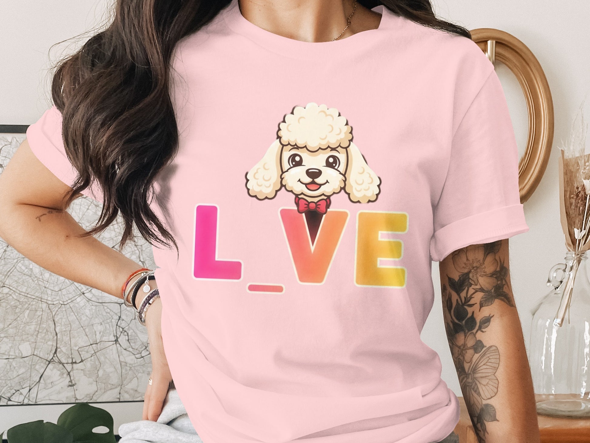 Cute Poodle Love Graphic Short Sleeve Tee product