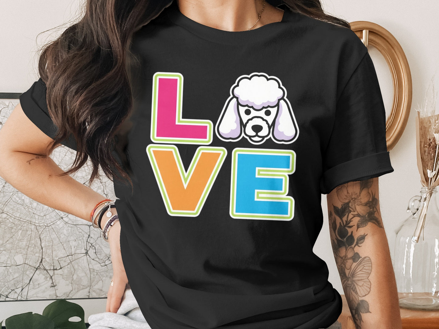 Poodle Is LOVE Graphic Funny Pet Owner Gift Idea T-Shirt