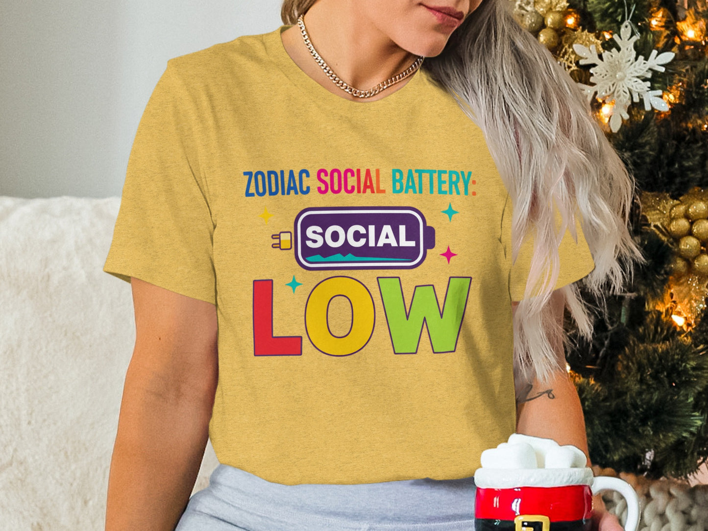 Zodiac Social Battery Social Low Funny T-shirt