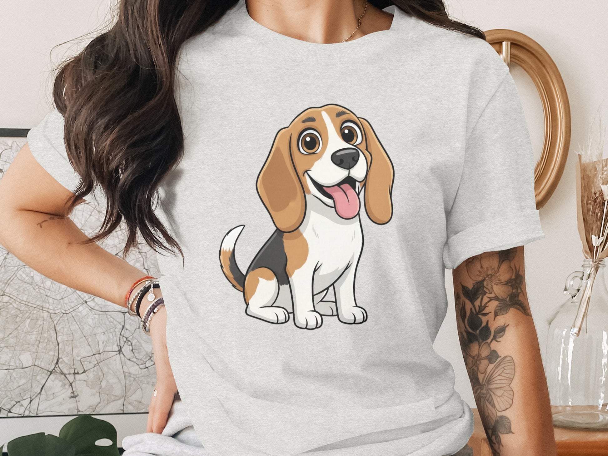 Adorable Cartoon Beagle Dog Printed Shirt