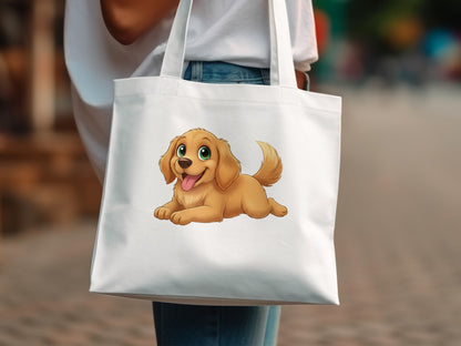 Cute Cartoon Dog Tote Bag, Durable Canvas Shoulder Bag, Animal Print, Eco-Friendly Shopping Bag, Gift for Pet Lovers