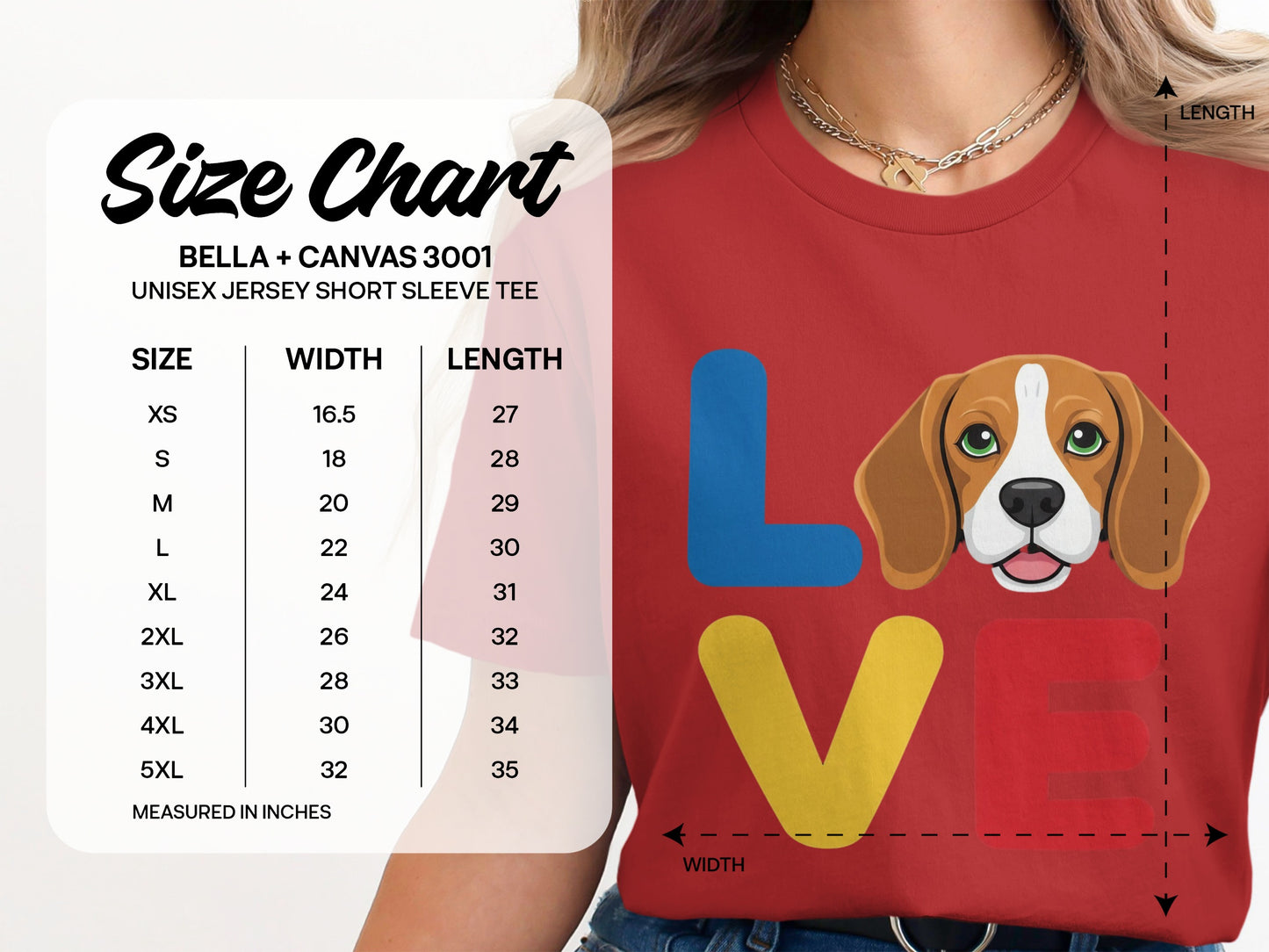Cute Beagle Puppy Dog Above Love Text Graphic T-Shirts